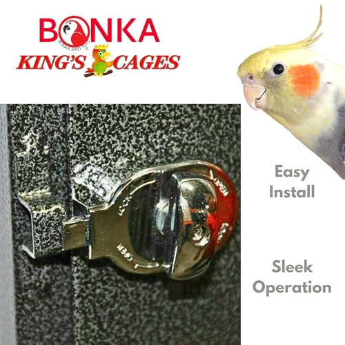 Kings Cages 1334 Lock 6 Round Feeder Door Lock – Durable Chrome-Plated Steel, 2 1/8" x 1 1/4", Secure Feeder Door Closure for Birdcages, Prevents Escape & Tampering