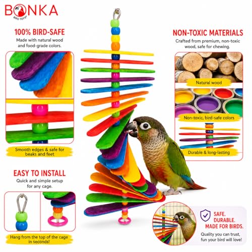 Bonka Bird Toys 867 Pk2 Big Stick 9.50" x 6", Medium Parrot Chew Cage Toy, Conure, Quaker, Pionus, and Similar - size: Pack of 2