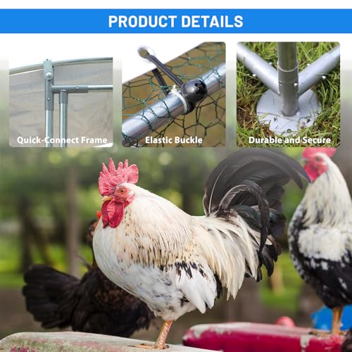 NUGRIART Large Metal Chicken Coop, Outdoor cage Run with Waterproof and Anti-UV Cover, Dome Roof Walk-in Poultry Cage Rabbit Duck House for Outside, Backyard and Farm. - size: 156.0"L x 120.0"W x 78.0"H