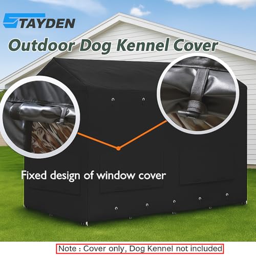 Outdoor Dog Kennel Cover 8'Dx4'Wx6'H Full Coverage Kennel Cover Large Windproof,Waterproof with Transparent Windows and Elastic Ropes - color: 8'Dx4'W（full cover）