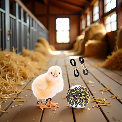 50 Pcs Black Baby Chick Splay Leg Hobble Chicken Leg Bands,Adjustable Chicken Hobble Braces for Spraddle Leg Repair Poultry Care Supplies,Bird Ducks Newly Hatched,Poultry Feeding and Watering Supplies