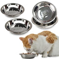 4 Pcs Stainless Steel Cat Bowls, 5.5 Inch Whisker Friendly Shallow Cat Food Bowls, Small Metal Pet Dish for Kittens and Indoor Cats, Basic Replacement Plates for Elevated Feeder Stands,Dishwasher Safe