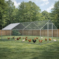 COMHOMA 19.7x10x6.6FT Large Metal Chicken Coop Walk-in Poultry Run | Galvanized Steel Outdoor Cage with Waterproof Roof & Lockable Soor. Ideal for Hens, Ducks, and Rabbits - size: 236.3"L x 120.0"W x 78.8"H