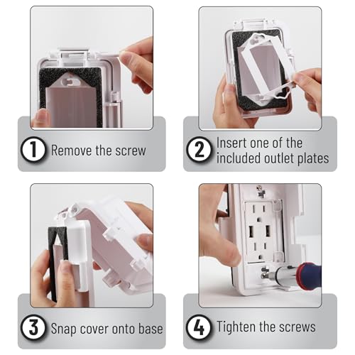 Bates Choice Weatherproof Electrical Outlet Cover, 1-Gang, White Plastic Outdoor Outlet Cover, Plug-In, 120 Volts AC, Compatible with All Devices - color: White, size: 1 Pack