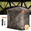 VEVOR Hunting Blind，See Through Ground Blinds with Carrying Bag, 360 Degree Portable Camouflage Tent，Durable Concealed Shelter with Silent Side Door and Window, for Turkey and Deer - size: 2-3 Person