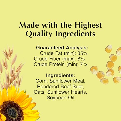 C&S EZ Fill Sunflower Suet and Snak Feeder, Holds One 56-Ounce Suet Cake | Hanging bird feeder with steel roof, platform base, top-opening suet cage for multiple standard suet cakes - style: Sunflower 12-Pack