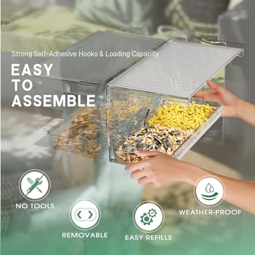 SUNALLY Window Bird Feeder for Outdoors, Clear Bird Feeders Window Mounted | Transparent Feeders with Self-Adhesive Hooks, Outside Hummingbird, Bird Watching for Garden, Yard, Elderly Kids, Cats Viewing - style: Style 2