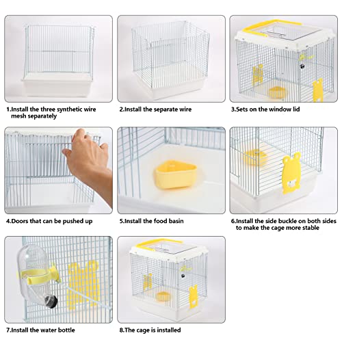 Hamster Travel Portable Carrier Cage Small Animal Carry Case | with Water Bottle&foodbowl& for Dwarf Hamster,Ferrets,Hedgehog,Chinchilla(White)