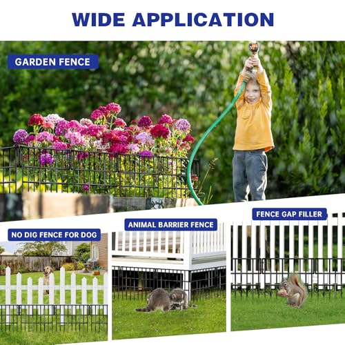 35 Panels Garden Fence Animal Barrier, 38 Ft(L) X 13 in(H) No Dig Fence for Dogs, Upgrade 1.2in Gap Garden Border Ground Defense, Rustproof Metal Outdoor Wire Fencing for Dogs, Rabbits - size: 35 Panels 38ft x 13in