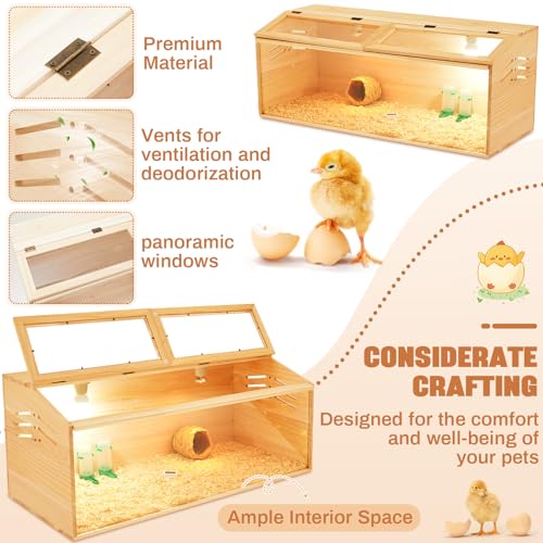 CroBlissful 40 x 16 x 16 in Brooder Kit Box for Chicken Quails Indoor Outdoor with Leg Stand Sliding Door, Bulb Set and Feeder, Baby Chicken Coops for Ducks, Hamsters, Lizards, Mice, Rat - color: Wooden, size: 40.9"L x 17.7"W x 4.7"H, style: Table Legs