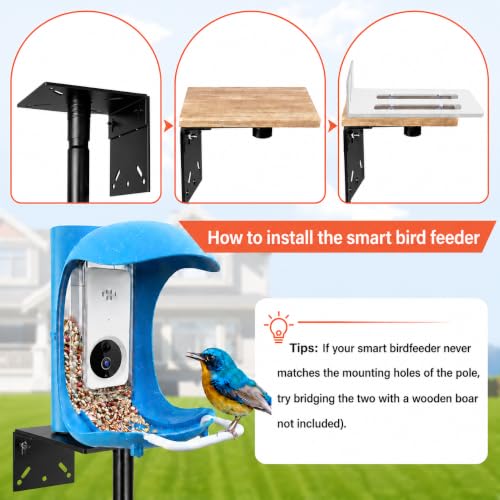 95 Inch Adjustable Bird House Pole, Heavy Duty 1 Inch Diameter Metal Bird Feeder Stand with 5-Prong Base, Rustproof Outdoor Mounting Pole for Bluebird Houses, Smart Bird Feeders and Weather Stations - size: 95Inch -Pole-1