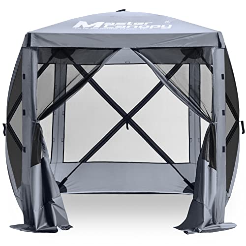 MASTERCANOPY 6x6 Portable Screen House Room Pop up Gazebo Outdoor Camping Tent with Carry Bag (6x6,Grey) - color: Gray, size: 6x6 ft