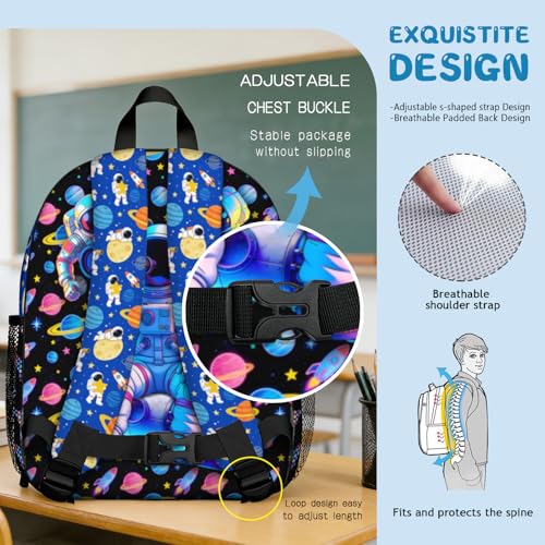Blue Boys Backpack Kids Bookbag Astronaut Child School Bag Kindergarten Elementary Toddler Bag Gift Ideas Toddler Backpack for Boys Girls Bookbag for Kids Toddlers Casual Travel - color: Astronaut