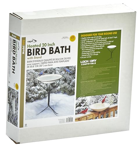 Allied Precision Industries (970) 20-Inch Diameter Heated Bird Bath with Metal Stand - 338348, Light stone color