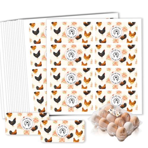 160 Pcs Farm Fresh Eggs Carton Labels, 4 x 2 Inch Rectangular Floral Printed Unwashed Eggs Labels Self-Adhesive Egg Packaging Stickers for Chicken Egg Box Container Farm Supplies - color: Country Style