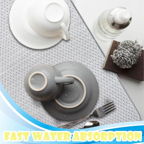 3 Pack Microfiber Dish Drying Mat,24 x 17 inch Super Absorbent Drying Pad,Large Size Dish Drying Mat for Countertops,Sinks,Draining Racks,Gray - size: 3 PCS 24 x 17 inch