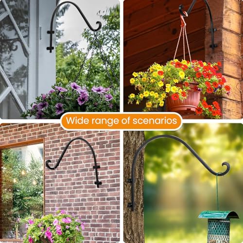 16 Inch Plant Hangers Outdoor,6 Pack Heavy Duty Plant Hanger Bracket | Hanging Basket for Plants Outdoor Brackets,80lbs Weight Capacity for Hanging Baskets,Bird Feeders,Lanterns and Wind Chimes - size: 16inch-6pcs