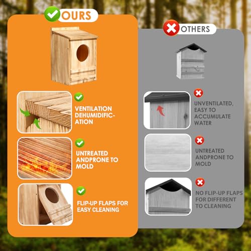 Barn Owl House,Owl Nesting Box for Outside, Wooden Screech Owls Nesting Box | Large Caliber Round Hollow Outdoor Bird's Boxes, Suitable for Wildlife Screech, Barred, Great Horned, Barn Owls - size: 10.2''x 7.5''x 14''