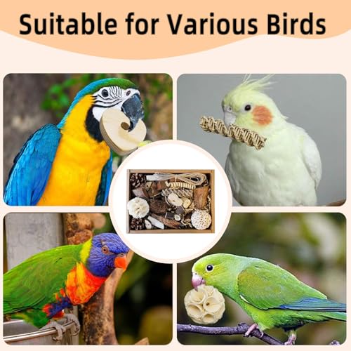 Bird Foraging Toys Parrot Chew Shredding Toy Parakeet Cage Accessories | Natural,Box Packaging,Cockatiel Toys,for Parakeets Cockatiels Conures Lovebirds,Helps Reduce Stress & Cage Boredom - color: Natural