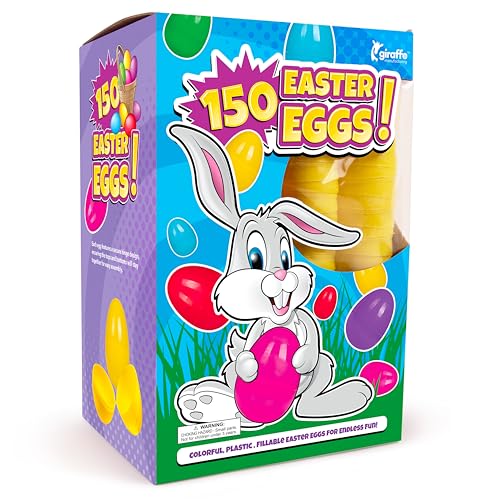 Giraffe 150 Pack Fillable Easter Eggs Bulk – Multi Color Empty Plastic Eggs for Kids - Easter Basket Stuffers for Kids Egg Hunt Prizes Party Favors Classroom Prizes Treasure Box Toys
