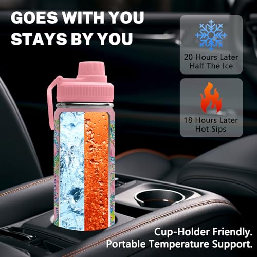 Birds 18oz Water Bottle, with 2 Lids Handle, Insulated Sport Cup | 18oz Stainless Steel Coffee Tumbler, Reusable Leakproof Anti Slip Boot Mug, Christmas Birthday Gift for Son Daughter - color: Birds
