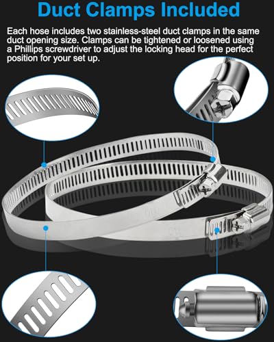 GDSTIME 4 Inch Dryer Vent Hose 10 FT, Flexible Aluminum Ducting w/ 2 Clamps | Heavy Duty, Muti Layer Protection, Tool-Free, for Tight Space, Heating Cooling Ventilation Exhaust - Silver (4 Inch 10 Feet) - style: 4″ x 10 FT Hose