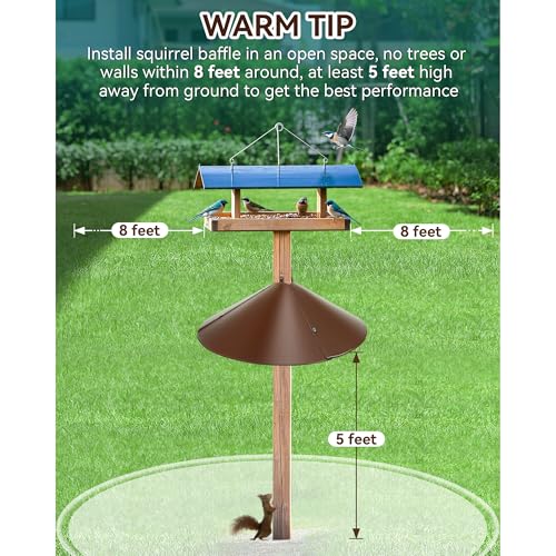 Qualirey 21.5" Metal Squirrel Proof Baffle, for 4 x 4 Posts,Brown,1 Pack | Wrap Around Guard for Bird Feeder Pole to Deter Squirrels - color: Brown