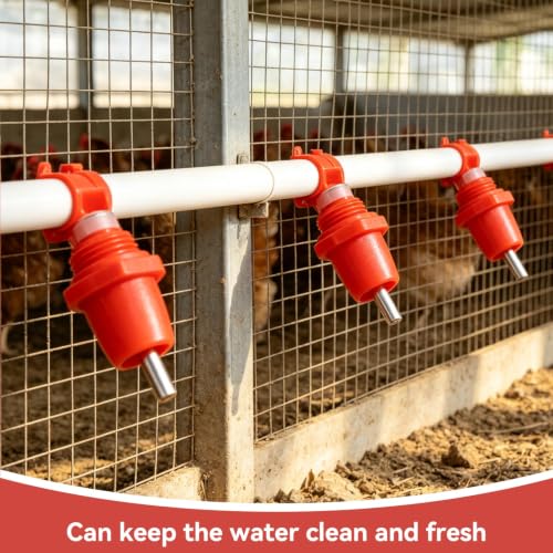100Pcs Chicken Nipples, Water Nipples for Chicken Watering Poultry Nipples Automatic Chicken Water Nipple Drinker Feeders Poultry Waterer