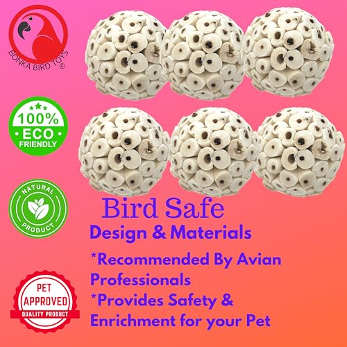 Bonka Bird Toys 2117 Pk6 Sola Atta Balls Foot Talon Craft Part Parrot Bird Toys Conure Parakeet Cockatiel - color: Pk-6 Sola Atta Balls