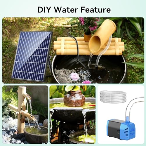 Antfraer 12W Solar Fountain Pump, Solar Water Pump 160GPH Flow Adjustable, Solar Powered Water Pump with 16.5Ft Cord Length for Small Pond, Fish Pond Bird Bath Garden Waterfall Hydroponics - size: 12W