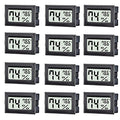 12 Pack Mini Digital Thermometer Hygrometer Indoor Temperature and Humidity Gauge Meter Monitor Fahrenheit (℉) for Humidor,Greenhouse,Reptile Tank,Home,Jars