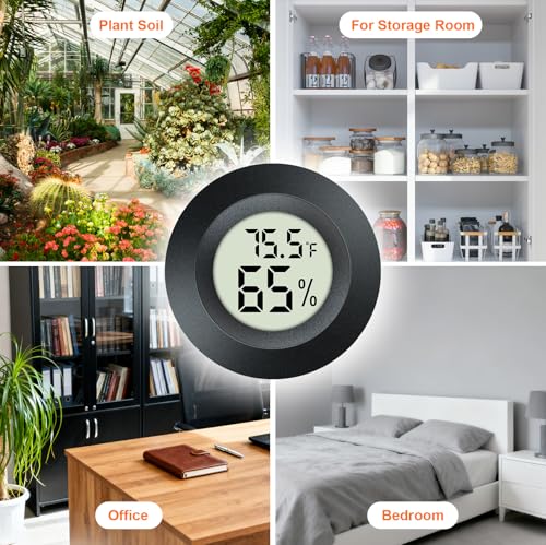 2 Pack Hygrometer Thermometer Mini Digital LCD Monitor Indoor/Outdoor Humidity Meter Gauge Temperature for Humidifiers Dehumidifiers Greenhouse Reptile Humidor Fahrenheit/Celsius(℉/℃) by QPEUIM