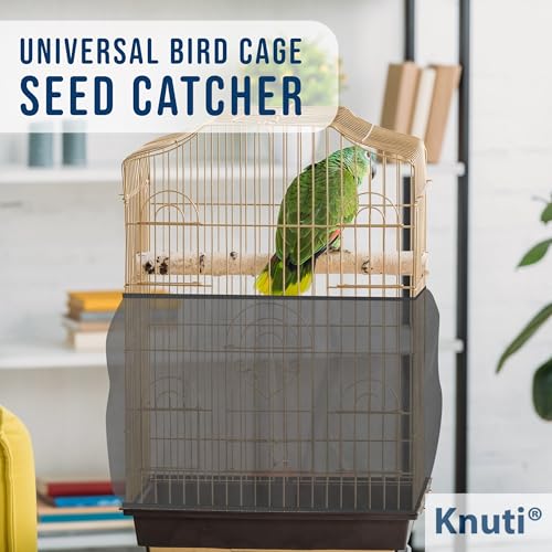 Universal Bird Cage Seed Catcher Universal Mesh Skirt Cover Stretchy Small Animal Cages Cover Pet Removable Durable Protector (Black, Small) - color: Black, size: Small
