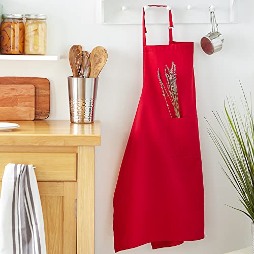 DII Everyday Basic Kitchen Collection - color: Tango Red, size: Plus Size Chef Apron
