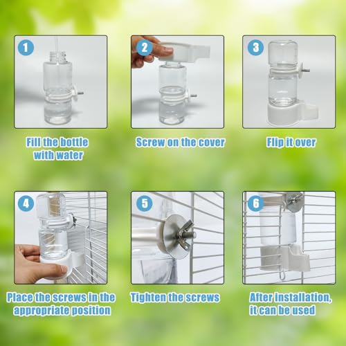 Automatic Pet Bird Water Feeder, Water Dispenser for Cage, Bird Cage Suspended Automatic Pet Water Feeder, Parrot Feeders for Parakeet Budgie Cockatiel Lovebirds Canary Finch - size: 140ml