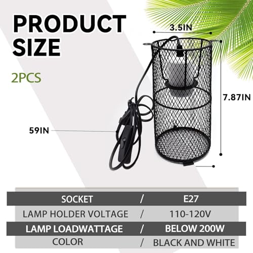 kathson 2 Pcs Reptile Heat Lamp Guard,Reptile Anti-Scald Mesh Cage Guard Lampshade,150W Ceramic Heat Emitter Heat Lamp Shade Fixture for Snake Lizard Turtle Frog,Without Bulb - size: 2 PCS | Reptile Heat Lamp Guard