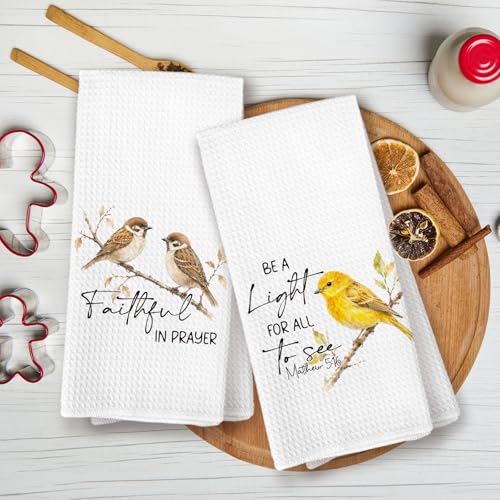 Inspirational Christian Bird Kitchen Towels Set of 4, Christian Gifts for Women, Religious Bible Verse Motivational Hand Towels of Bathroom, Bird Lover Gifts for Women - color: Christian Bird