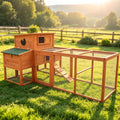 XLarge Chicken Coop with Nexting Box and Run Premium Poultry Cage with Waterproof Roof and Tray Spacious Wooden Chicken House Size for Backyard Small Animals 3-4 Chickens and Duck Orange 80"