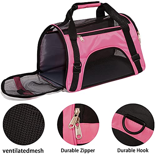 MuchL Pet Carrier Soft-Sided Carriers for Cat Carriers Dog Carrier for Small Medium Cats Dogs Puppies Pet Carrier Airline Approved Cat Dog Pet Travel Carrier (Medium,Pink) - color: Medium-Pink