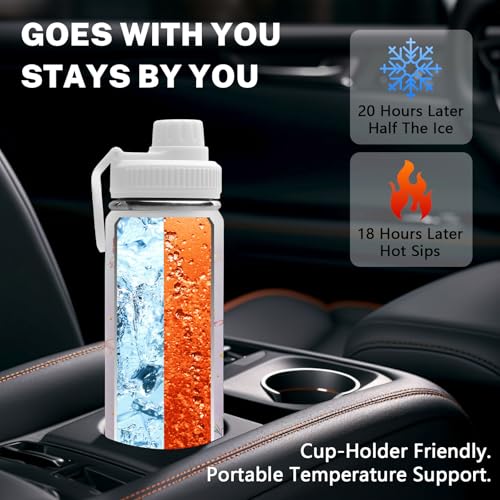 Butterfly 18oz Water Bottle, 2 Lids Handle, Insulated Travel Cup | 18oz Stainless Steel Sport Tumbler, Reusable Leak proof Anti Slip Boot Mug, Christmas Birthday Gift for Son Daughter - color: Butterfly
