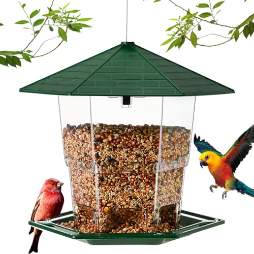 Jealoeur Bird Feeders for Outdoors Hanging Bird Feeder Wild Birds Seed, Green - color: Green