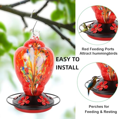 WOSIBO Hummingbird Feeder Replacement Bottom Base Replacement Part Includes Red Plastic Base Metal Top and Brushes (Black with 5 Flower) - color: Black with 5 flower