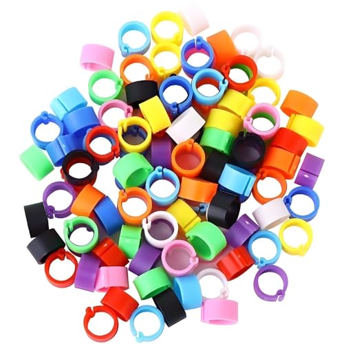 100PCS Poultry Leg Rings, 10 Colors Poultry Foot Rings Bird Identification Leg Bands Clip-on Rings for Birds, Ducks and Chickens Diameter 8mm