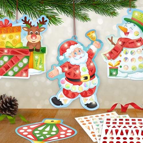 Imagimake Mirror Mosaic - Christmas, 10 Templates, Foil Stickers | DIY Holiday Craft Activity for Kids, Screen-Free Creative Play, Christmas Gift for Girls & Boys Ages 3,4,5,6,7,8 Years Old - style: 5. Christmas