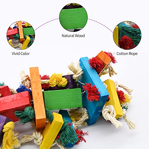 2 Pack 20in Large Parrot Toy, Multicolored Natural Wooden Bird Chewing Toys | for Amazon Parrots Large Macaws, African Grey - size: 2 Pack