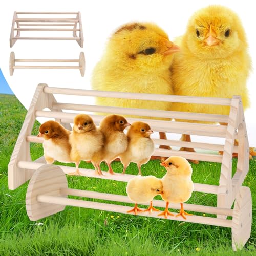 Chicken Perch 2-Pack, Heavy Duty Roosting Bars for Chickens in Coop, Large & Small Combo Set for Different Breeds, Non-Toxic Smooth Wooden Chick Perch for Poultry Resting