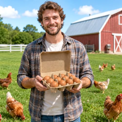 80 Pack Egg Cartons 12 Count, 3x4 Style Dozen Egg Cartons Cheap Bulk for Chicken Eggs, Paper Pulp Egg Holder for Farm Fresh Eggs, Farmers Market, Backyard Chickens