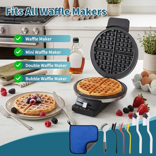 Waffle Maker Cleaner, Mini Waffle Maker Cleaning Brush for Clean Cookie Crumbs, Kitchen Cleaning Brush Kit for Belgian Waffle Maker Flip, Non-Scratch & Deep Clean Waffle Makers Cleaning Tool