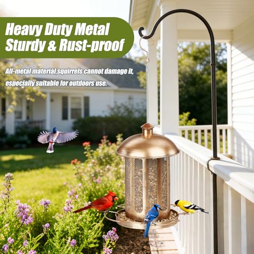 Bird Feeder, 4LB Large Capacity Bird Feeders for Outdoor Hanging | Heavy Duty Metal, 4 Perches, With Drain Holes, Wild Birdfeeder, For Outside Garden Yard Decor, Retro Lantern Shape - color: Brown