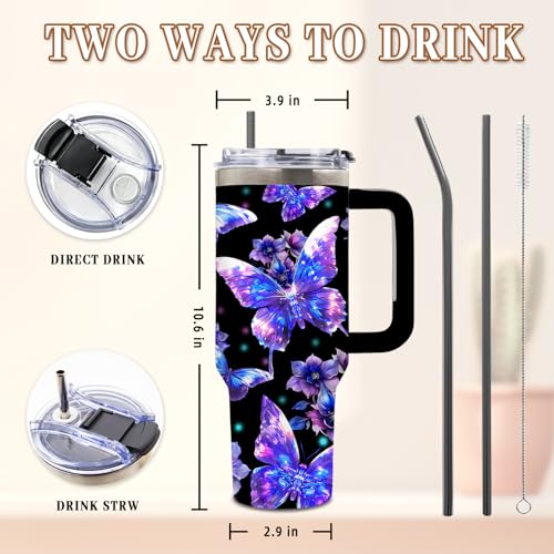 DUUV Purple Butterfly Tumbler 40oz, Insulated Christian Gift for Women | Faith Hope Love Tumbler Leakproof, Spiritual Butterfly Mug, Faith Religious Gifts for Women, Birthday Gift for Friend, 1 Pack - color: Black Crystal Butterfly